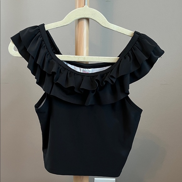 Ruffle Butts Girls Black Ruffled Swim Top Size 10 - Picture 1 of 3